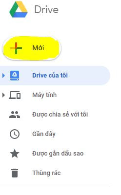 Tạo thư mục hoặc tài liệu trong drive Google trên máy tính